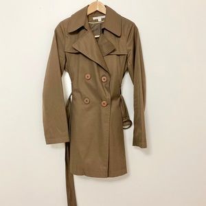 Via Spiga Khaki Trench Coat with Pleated bottom S